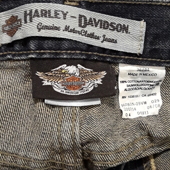 Harley-Davidson Blue Jeans. Men's Size: Waist 36x34 Inseam. - Picture 6 of 7